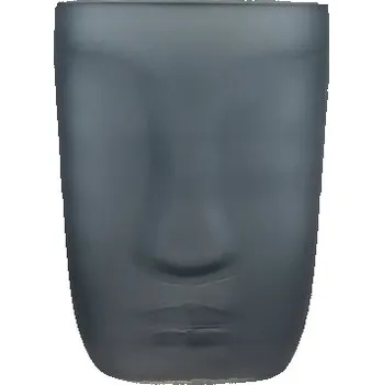 Váza Váza Obal na Květináč Tvář Šedá SKLO 15CM