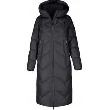 Dámský kabát DÁMSKÁ DLOUHÁ PROŠÍVANÁ BUNDA ČERNÁ VOLCANO J-CELESTE XS