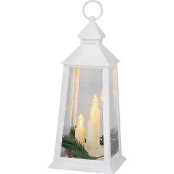 Vánoční ozdoba MagicHome Vianoce Lucerna MagicHome Vánoce, plast, bílý, 3xLED žlutá, 14x14x35 cm, 3xAAA