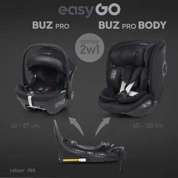 Autosedačka Sada autosedaček 2v1 EasyGo Buz Pro a Buz Pro Body Ink I-SIZE