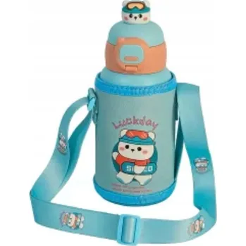 Láhev TERMOS BIDON TERMICZNY OCELOVÝ TERMOS S BRČKEM PRO DĚTI DO ŠKOLY 520ml ZELENÝ