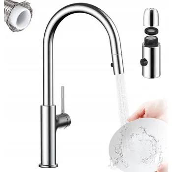 Vodovodní baterie Stojánková kuchyňská baterie Bedee KUCHYŇSKÁ DŘEZOVÁ BATERIE stříbrná