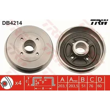 Brzdový buben Brzdový buben TRW DB4214