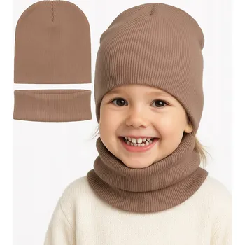Čepice Souprava: čepice a nákrčník pro dítě, žebrovaná bavlna, podzim/zima, velikost 48-50