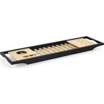 Koupelnový nábytek Polička do vany, bambus/MDF, černá, 70 x 20 x 3,5 cm