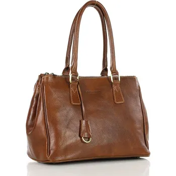 Kabelka Marco Mazzini Prémiová dvoukomorová kožená kabelka MARCO MAZZINI; hnědá