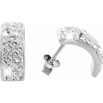 Náušnice JSB bijoux s.r.o. Stříbrné náušnice puzety ohnutý obdélník osázený krystaly Swarovski Crystal (Stříbro 925/1000)