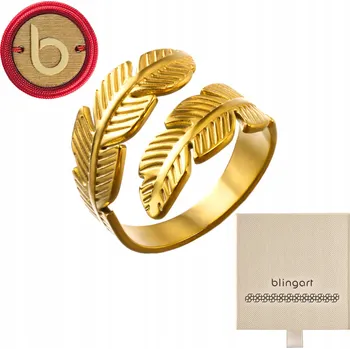 Prsten Prstýnek dámský pozlacený PÉŘÍ dvojitý NASTAVITELNÝ BOHO elegantní ocel