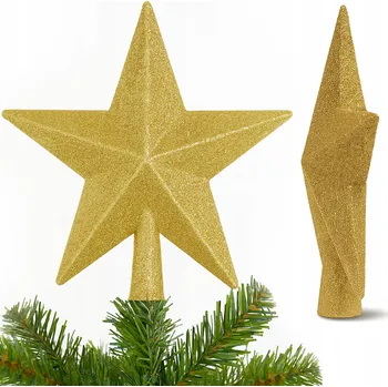 Vánoční dekorace Hvězda na špičku vánočního stromku, třpytivá ozdoba na stromeček, špička, vánoční dekorace