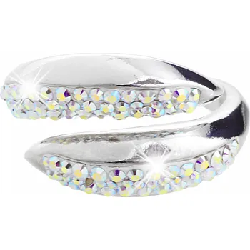 Prsten JSB bijoux s.r.o. Stříbrný prsten úzké překřížené kapky půlka osázená krystaly Swarovski AB (Stříbro 925/1000)