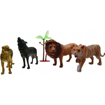 Figurka REALISTICKÉ FIGURKY DIVOKÝCH ZVÍŘAT ZOO LEV VLK TYGR SADA FIGUREK