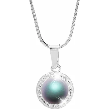 Náhrdelník JSB bijoux s.r.o. Stříbrný náhrdelník Swarovski perla s obtahem Blue (Stříbro 925/1000)