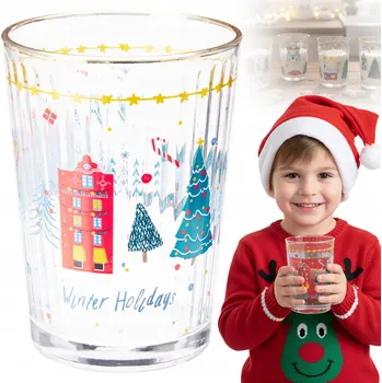 Vánoční Sklenice na pití Vánoční skleněný hrnek Dárek 500 ml