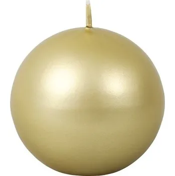 Svíčka Vánoční svíčka koule METALIK Ø 8 cm metalická lesklá zlatá