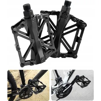 Pedál na kolo HLINÍKOVÉ NÁŠLAPNÉ PEDÁLY NA KOLO MTB, 2 KUSY, ČERNÉ