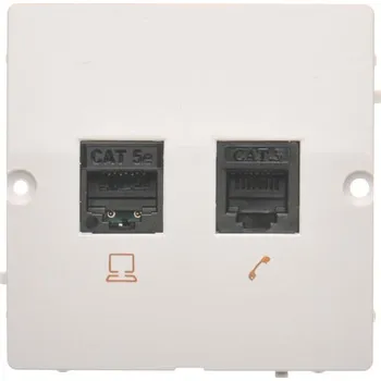 Elektrická zásuvka Zásuvka datová RJ45 kat. 5e + telefonní RJ12, Simon Basic BM5T.02/11, bílá
