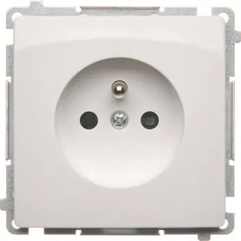 Elektrická zásuvka Zásuvka silová 1 násobná, s uzemněním, se clonkami, 16 A / 230 V~, bezšroubové svorky, Simon Basic BMGZ1CZ.01/11, bílá