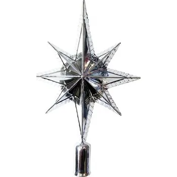 Vánoční ozdoba Špička na stromek plastová 25 cm stříbrná