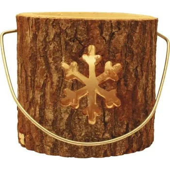 Lucerna Lucerna dřevěná 18 x 15 cm s vločkou