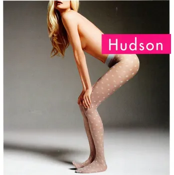 Dámské punčochy Roztomilé punčocháče HUDSON s módním vzorem puntíků, světle modré FOAM-BLUE, velikost S