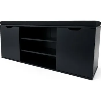 Botník BOTNÍK S SEDÁKEM PORTA DO PŘEDSÍNĚ MDF 103X30X46 CM ČERNÝ