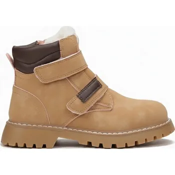 Dámská zimní obuv Kotníkové Boty Na Řepy Zateplené Camel Trapery Zimní Teplé Kožené Chlapecké 36 Hnědá 36