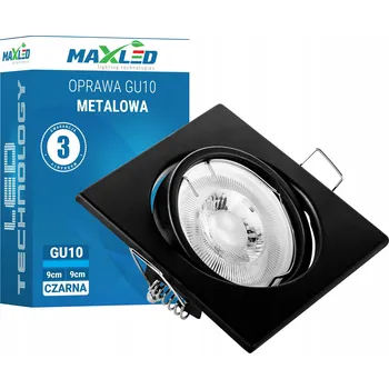 Halogenové Stropní Svítidlo LED GU10 MR16 Skleněné Čtverec Černé Hliníkové