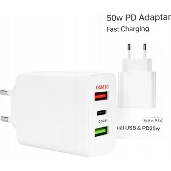 ACEFAST RYCHLÁ SÍŤOVÁ NABÍJEČKA GaN 2x USB-C 50W