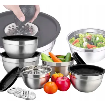 Sada NEREZOVÝCH MISKY s Víčky, 5 KUSŮ, s Struhadly