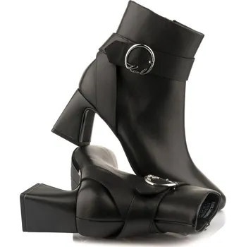 Dámská zimní obuv KOTNÍKOVÁ OBUV KARL LAGERFELD BEATA RING BUCKLE BOOT BLACK LTHR