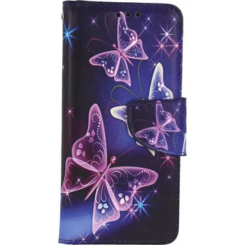 Pouzdro na mobilní telefon Pouzdro Samsung A40 knížkové Modré s motýlky (kryt neboli obal na Samsung A40)