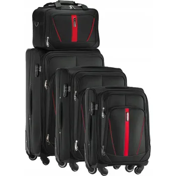 SADA 4v1 CESTOVNÍCH KUFRŮ MĚKKÝCH + TAŠKA ČERNÁ ZAVAZADLA 4 KOLEČKA C330