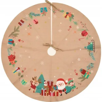Vánoční dekorace PODLOŽKA POD VÁNOČNÍ STROMEK POLYESTER MOTIV SANTA CLAUSE Ø 90 CM