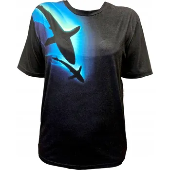 Pánské tričko Tričko s krátkým rukávem - velký a malý žralok - černé - vel. XXXL