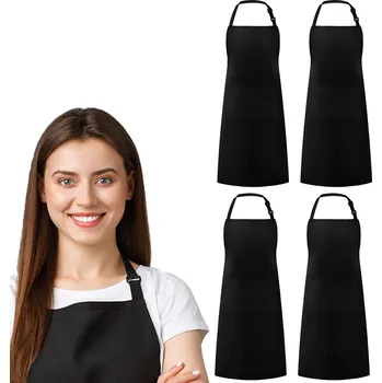 Kuchyňská zástěra Zástěra Kuchyňská Ochranná Gastronomická Černá Univerzální 4ks