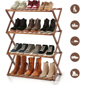 Botník ÚZKÝ BOTNÍK, 4 ÚROVNĚ, BAMBUSOVÝ ORGANIZÉR NA BOTY, POLICE NA BOTY