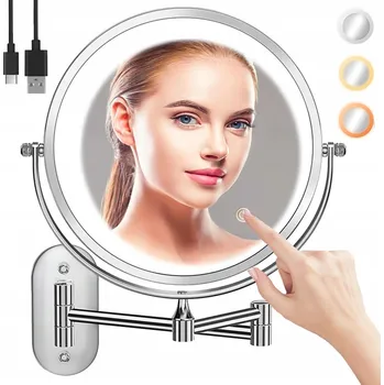 Zrcadlo Kosmetické zrcátko s LED osvětlením a zvětšením 1X/10X, ZRCADLO DO KOUPELNY