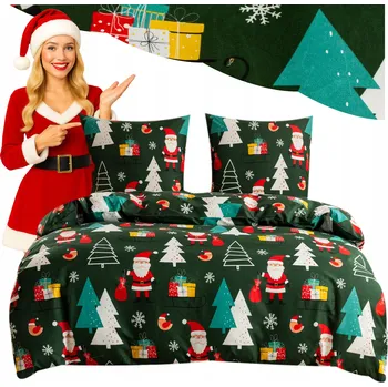 Povlečení Povlečení vánoční Santa Claus/stromky/zelené - 160x200