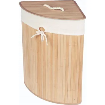 Koš na prádlo BAMBUSOVÝ ROHOVÝ KOŠ NA PRÁDLO 60L BÉŽOVÝ S VÍKEM 35 X 35 X 60 CM