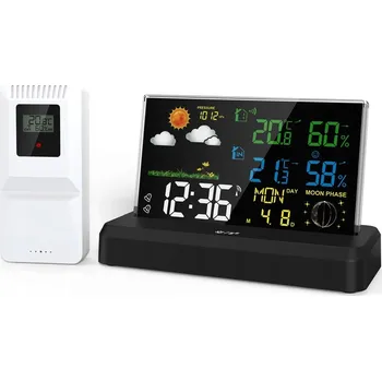 Meteostanice BEZDRÁTOVÁ METEOROLOGICKÁ STANICE TEPLOMĚR HODINY BUDÍK SENZOR