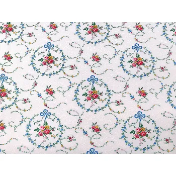 Bavlněná látka / plátno květinové věnečky Varianta: bílá, Balení: 1 m