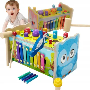 ostatní stavebnice Dřevěná třídička zatloukač kostek cimbálky hra skládačka stavebnice montessori sow