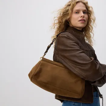 Kabelka Reserved - Kabelka na rameno z umělé semiše - zlatavá hnědá - 893CM-82X - 893CM-82X-ONE