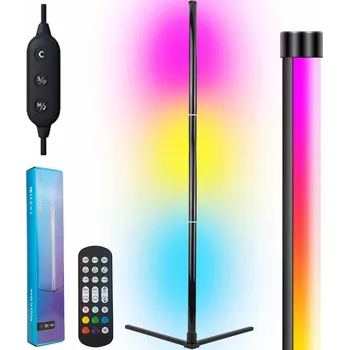 Stojací lampa VYSOKÁ ROHOVÁ STOJACÍ PODLAHOVÁ LAMPA 155 cm NOČNÍ LAMPA LED RGB + DÁLKOVÝ OVLADAČ