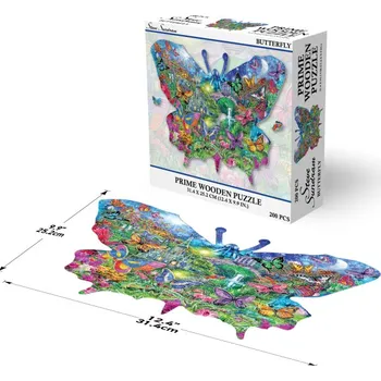 Puzzle PRIME 3D Dřevěné PUZZLE - Motýl 200 dílků