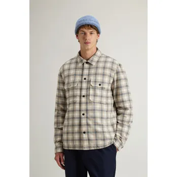 Pánská bunda BUNDA WOOLRICH WOOL CHECK ALASKAN SHIRT JACKET OATMEAL CHECK
