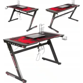 Počítačový stůl HERNÍ POČÍTAČOVÝ STŮL BIURKO PRO HRÁČE LED OSVĚTLENÍ TUNING 120 CM