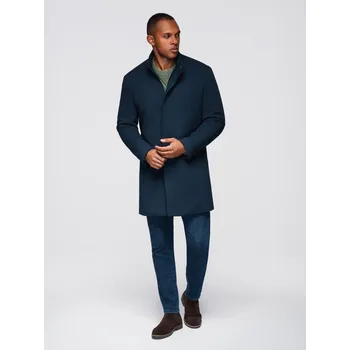 Pánská casual bunda Ombre Men's tailored structured coat with high collar - navy blue Ombre modrá | hnědá | zelená 3446730