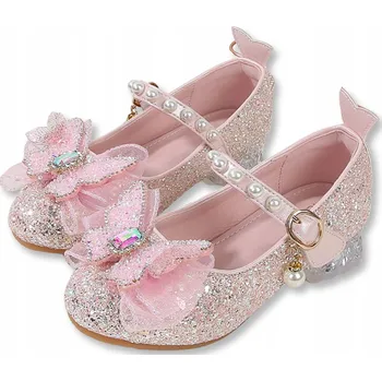 Dívčí baleríny LESKLÉ STŘEVÍČKY BALERÍNKY NÁVŠTĚVNÍ BOTIČKY PRO DÍVKU RŮŽOVÉ 28