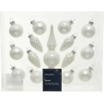Vánoční dekorace Vánoční ozdoby skleněné Ø 3 cm bílé 15 ks